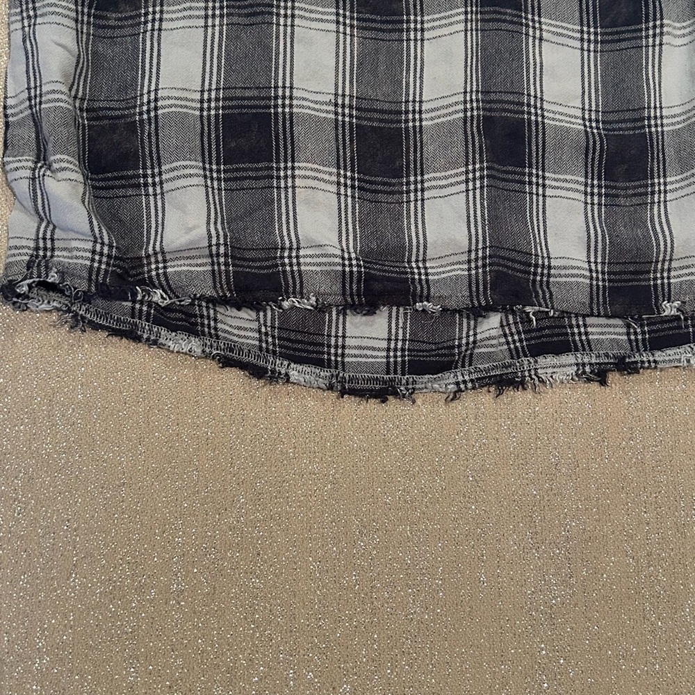 Cloth & Stone gray plaid cropped blouse, size S - Picture 3 of 10